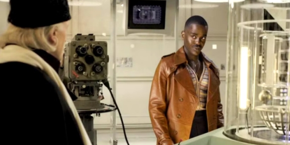 First Doctor & Fifteenth Doctor on set of BBC's 60th Doctor Who anniversary docudrama "An Adventure in Space and Time" re-edit